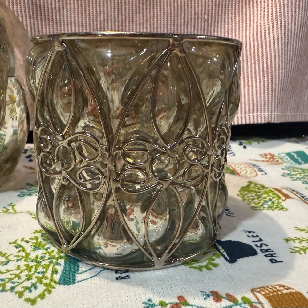 New Pottery Barn Sophia Metal Jeweled Votive Candleholder, Silver, #2